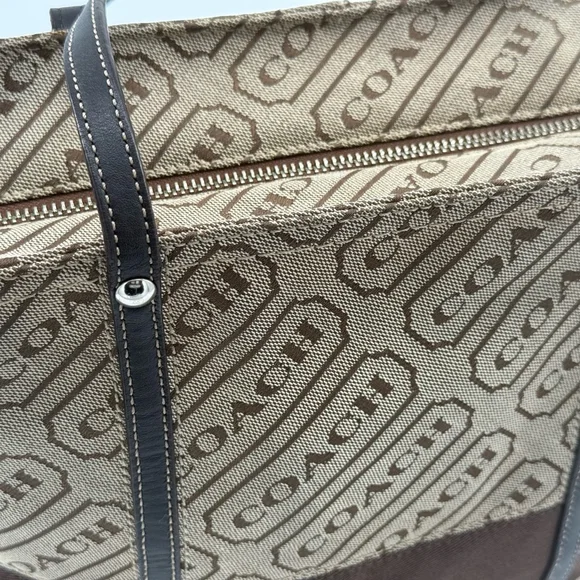 Vintage Coach Lozenge Tote Bag Beige Brown - Picture 9 of 9